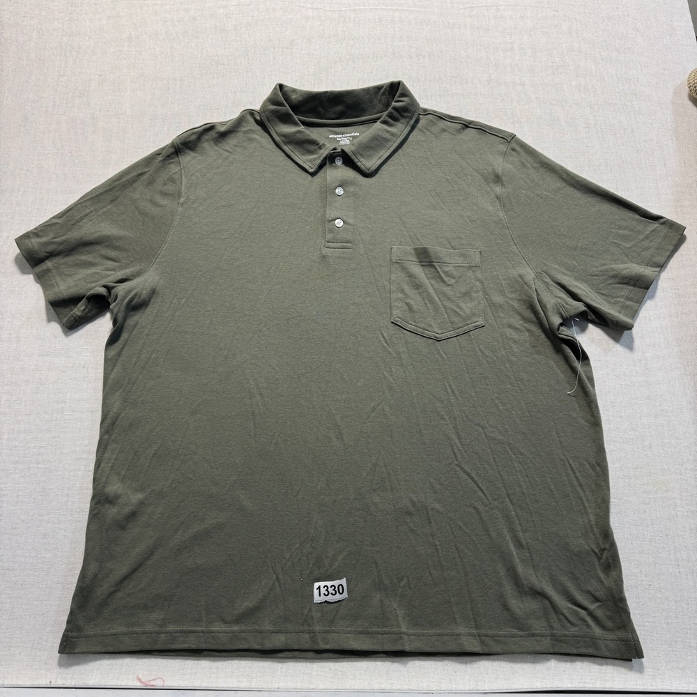 Amazon Essentials Polo Shirt Mens 2XL Olive Green  New without Tags